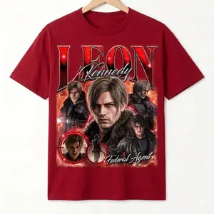 Hot new 2026 Leon Kennedy Graphic T-Shirt – Retro Gaming Tee, Vintage Streetwear Shirt, Anime Style Character Tee, Trendy Gamer Outfit #gamingtee #graphictshirt #streetwearstyle #viraltee #gameroutfit #retrotee #y2kfashion