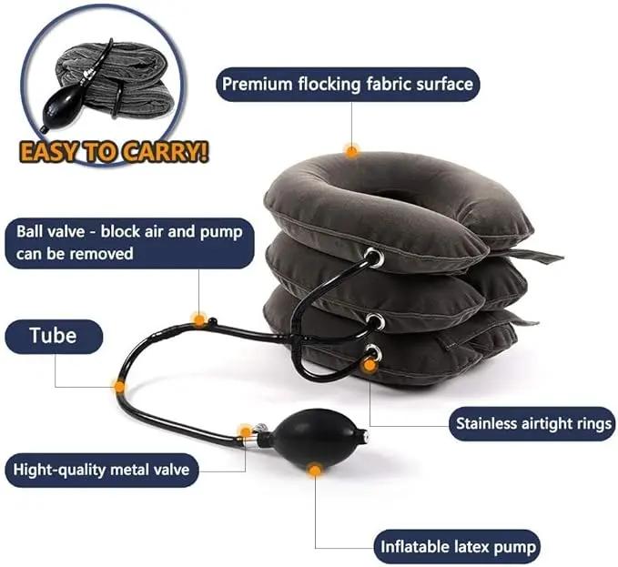 Cervical Neck Traction Device for Instant Neck Pain Relief - Inflatable & Adjustable Neck Stretcher Neck Support Brace, Neck Traction Pillow for Home Use Neck Decompression