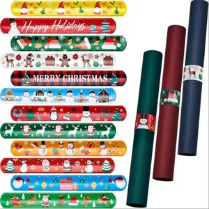 24 Pcs Christmas Wrapping Paper Roll Holder Clips, 8.7 X 1.2 in Holiday Flip Wrap Gift Paper Holder, 12 Designs for Xmas Gift Poster Storage
