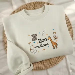 (Ship from US) ZOO Medicine Embroidered Sweatshirt, Veterinarian Icons Sweatshirt, Veterinary Nurse , Vet St, Gift For Her Womenswear
