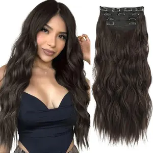 AISI HAIR Clips in Long Wavy Hair Extension 20 Inch Hair Extensions 4PCS Synthetic Clip in Hair Extensions Double Weft Thick Wave Hairpieces for Women Girls Wave Wig Wavy Locs