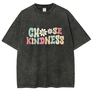 Choose Kindness Slogan Washed T-Shirt, Be Kind Floral Graphic Tees Women, Inspirational Quotes Shirt, Soft and Comfortable Fittable Tops for Everyday Wear