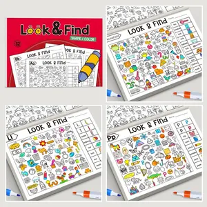 Educational Find-It Game Book, Shape Color Recognition, 32 Pages Focus Training Picture Book, Kids Learning Activity, School Supplies, Visual Learning Tools