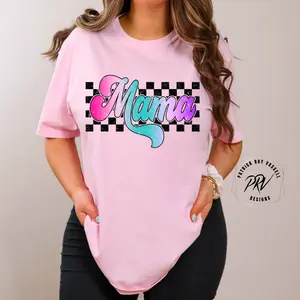 Checkered Mama Comfort Color Tee Shirt, MOM Comfort colors tee shirt, mama Tee shirt MAMA Tee shirt, MAMA shirt,  apparel, Womenswear Comfortable Cotton Lady Soft