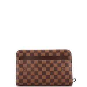 Pre-owned Louis Vuitton Canvas Coated, Leather Clutches & Wristlets Pochette Saint Louis Damier by Rebag