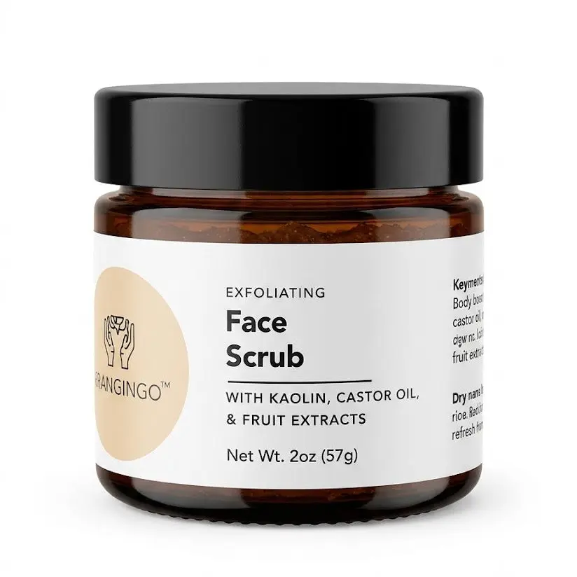 Exfoliating Face Scrub with Kaolin & Bentonite Clay – Baking Soda & Fruit Enzyme Glow Polish for Smooth, Clear Skin