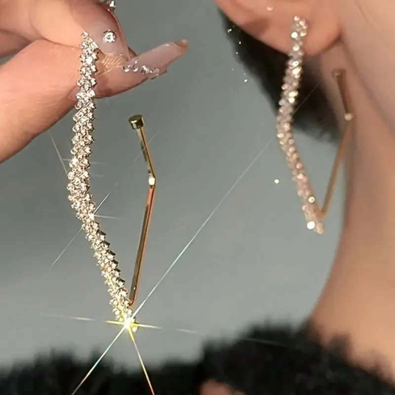 Elegant Zirconia Ear Cuff Design, Statement Earrings, Crystal Earrings, Shining Earrings, Long Style Enhances Face Shape, Perfect Gift for Women, Ideal for Daily Wear & Parties, High Quality Earrings, Earrings Jewelry