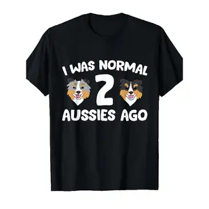 clothing merch flash sale Men's Funny Australian Shepherd Dog Owner T-Shirt - "I Was Normal 2 Aussies Ago" Retro Graphic Tee with Pet Lover Humor, Fit Casual Shirt