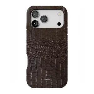 Fragola CHOCOLATE iPhone Case - Luxury High-Gloss Tough Case for iPhone 17 16 15 14 13 12 11 Pro Max - Premium Shockproof Dark Brown Croc Leather Texture Cover - Gift for Her