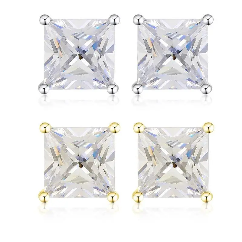 Trendolla hypoallergenic flat back earrings, unisex cubic zirconia earrings, suitable for sensitive ears, summer wear, travel, vacation, beach dressing
