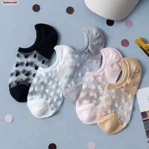 Socks women's short socks shallow mouth summer thin cass invisible Korean version boat socks glass silk crystal medium tube socks ins tide