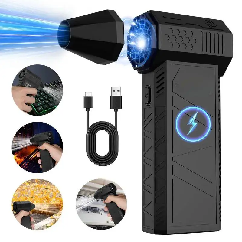 Mini Jet Fan Blower, Portable Turbo Powerful Blower, Continuously Variable Speed, Type-C Charging, for Cleaning Computers, Pet Hair, Outdoor BBQ, Pool