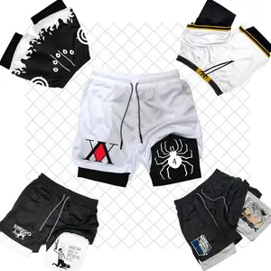 Men's Anime Hunter x Hunter Gym Shorts Bilayer 2-in-1 Breathable Quick-drying Absorb Sweat Sports Short Gym Jogging Pants A variety of anime-style items