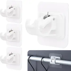 4pcs/8pcs (White) Self-Adhesive Easy Installation Curtain Rod Brackets - No Drilling, No Nails, Wall-Mounted Installation Brackets, Suitable for Home and Hotel, Practical Hook Storage Rack