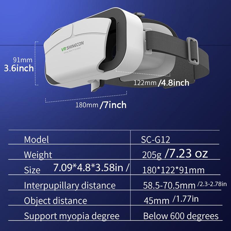 VR SHINECON Virtual Reality VR Glasses, 3D Helmet Lenses Smart Goggles for Smartphones, VR Glasses for Home Office Gamer