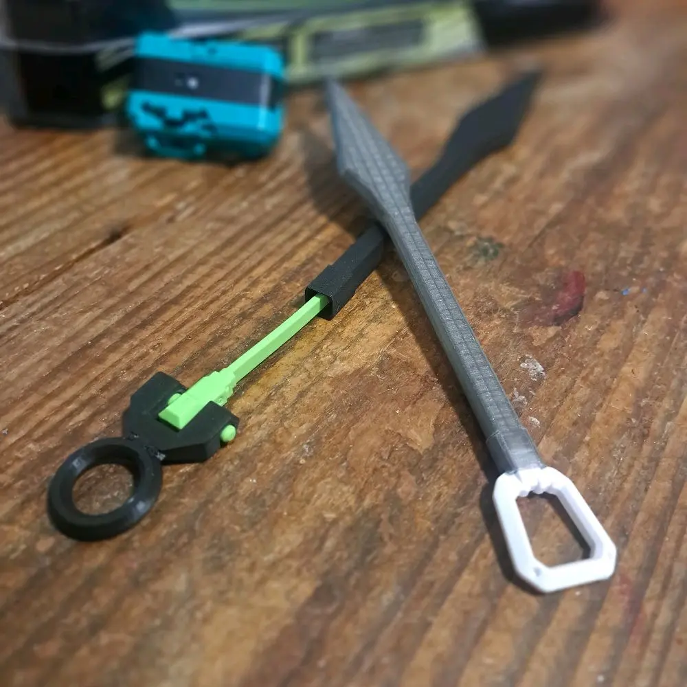 Beyblade Ripcord Kunai Sheath for XL Ripcords or Standard Ripcords with Matching Ring Grip in Pla+ or PETG Material Multiple Colors Available