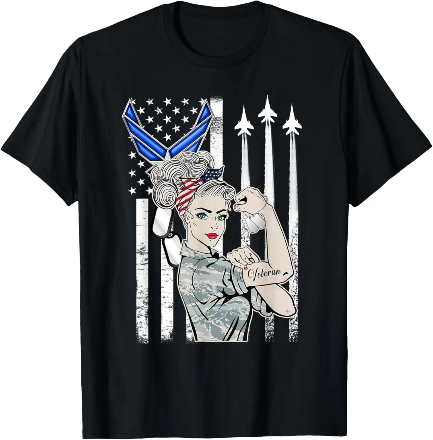 USAF Air Force Women Proud Shirt, Air Force Veteran Gift Summer Casual Shortsleeve Cotton T-Shirt