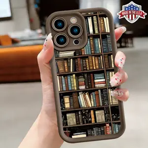 Vintage Bookshelf Library Aesthetic Case for iPhone 17 16 15 14 Pro Max 13 12 11 XR XS Plus Air Slim Shockproof Anti Drop Durable TPU Cover