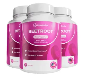 Rosabella Organic Beet Root Dietary Healthcare Capsules - 1300mg Powder for Healthy Circulation & Vitality, Non-GMO Supplement, 60 Capsules, 30-Day Supply