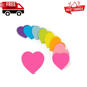 Heart Sticky Notes 3x3 in, 8 Pads, Super Cute Bright Color