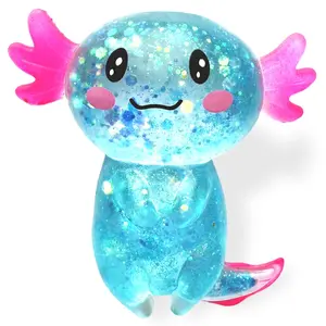 Axolotl Squishy Stress Relief Toy Glitter Fidget Toys Cute Malt Sugar Axolotl Toy Fidget Toys for Kids Youth Adult, Party Favors Anxiety Relief Squishy Toys