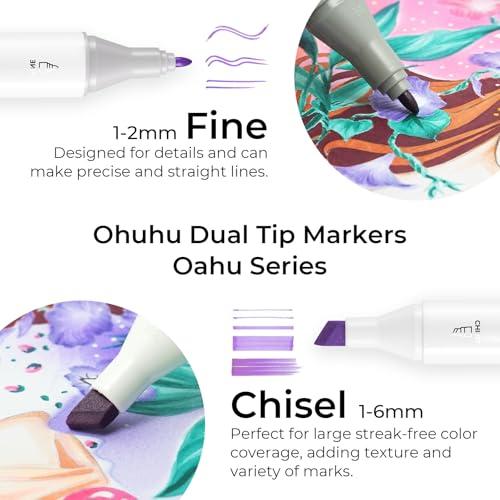 Ohuhu Alcohol Markers:  Chisel & Fine - 320 Colors - Double Tipped Art Markers for Artists Adults Coloring Drawing Sketching Illustration - Refillable - AP Certificated - Oahu Series of Ohuhu - Valentine's Day Gift
