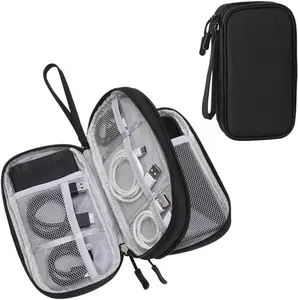 Travel Cable Organizer Pouch, 2026 New Portable Waterproof Double Layers Storage Bag for Cable, Cord, Charger, Phone, Earphone, Medium, with Removable Card Slots for USB Adapter