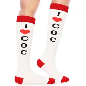 Funny Socks I Love Cocktails Knee Tube Party Stockings Gag Gifts for Christmas Polyester Material Personalized Design One Size Fits Most