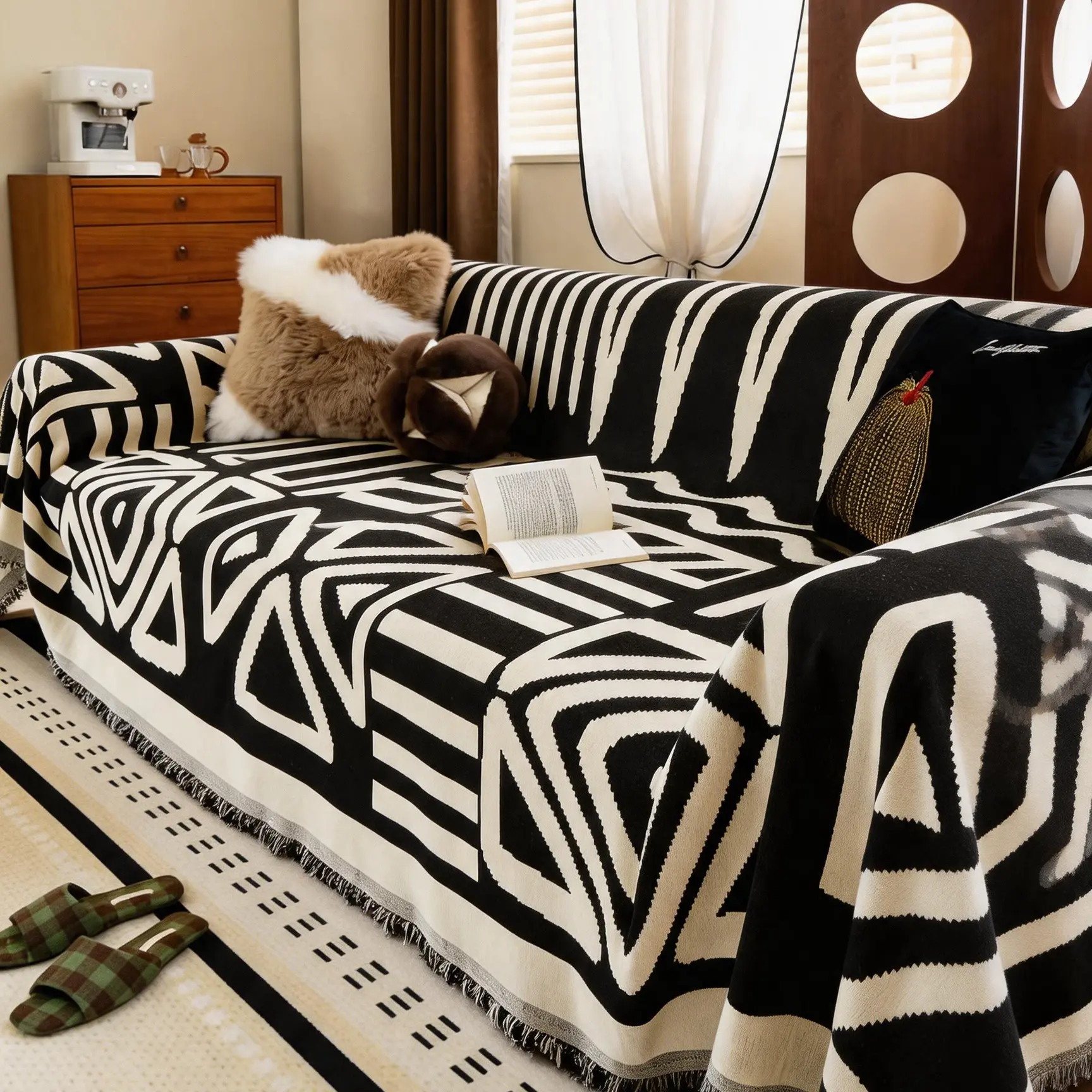 2026 New Model All-Season Chenille Sofa Cover-Slipcover Set, Couch Cover for Sofa, Anti-Cat Scratching, Non-Slip, Full Coverage, Thick Densely Woven, Light Luxury, Machine Washable, Includes Full-Coverage Seat Cushion Blanket