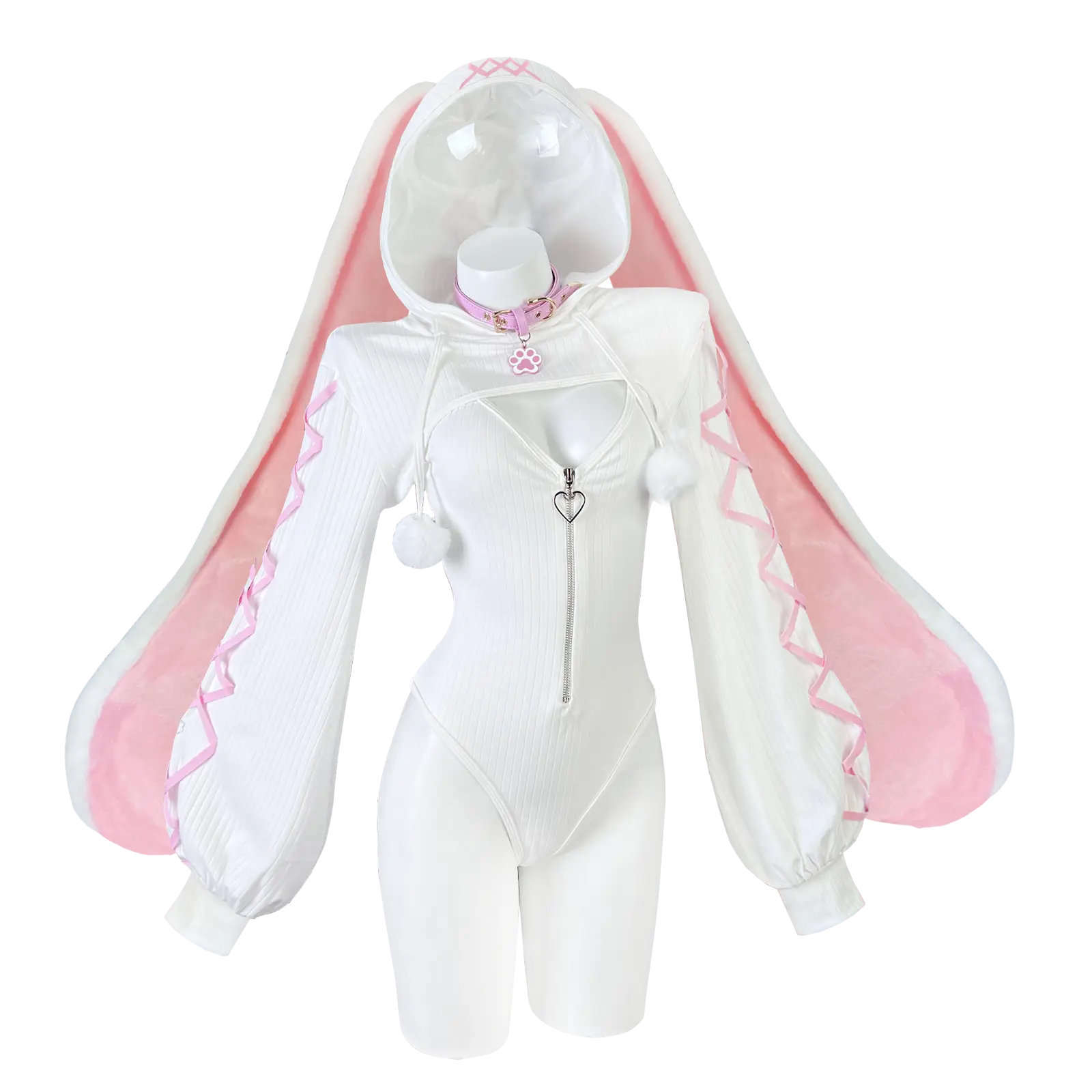 KORURACLUB Women's Heart-Lock Bunny Jumpsuit KO103 - Cute Cosplay Costumes, Whimsical Women's Clothes, Bunny-Themed with Playful Ears, Comfortable-Fit Special Womenswear summerwins,
