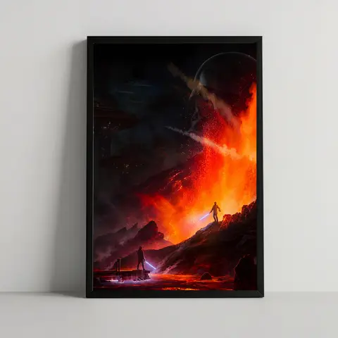 Star Wars Wan Kenobi VS Anakin Wood Frame Poster, Wall Decor for Dorm & Game Room, Star Wars Fans Gift, Home Supplies for Bedroom Office