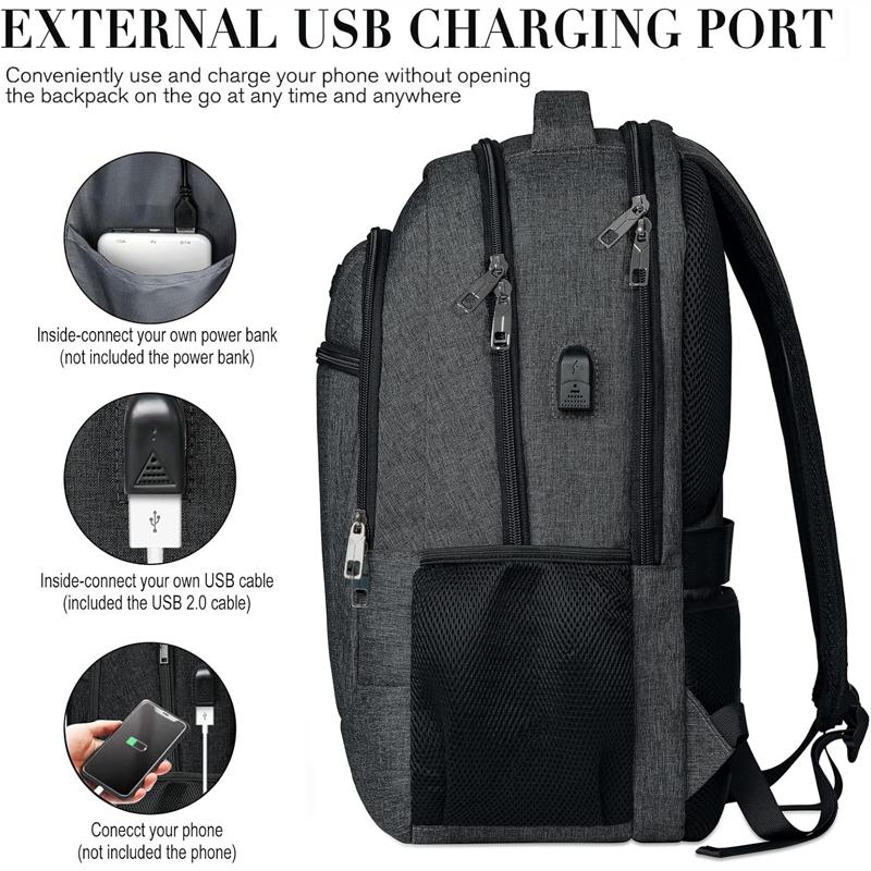 YAMTION Laptop Backpack with USB Port | Water Resistant Travel Daypack with Hidden Anti-Theft Pocket