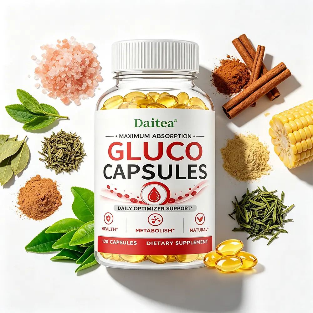 Daitea 11-in-1 Gluco Capsules - 120 Ct Metabolic Wellness Daily Optimizer with Cinnamon, B-Vitamins, Vision Nutrients