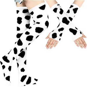 Over Knee Rainbow Thigh High Socks Gloves Set Cosplay Accessories Arm Leg Warmers for Girls