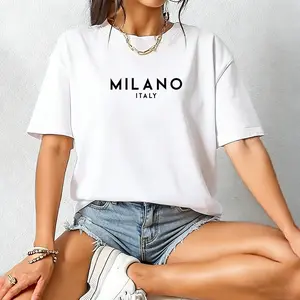 MILANO ITALY Crew neck short-sleeved shirt, casual everyday wear
