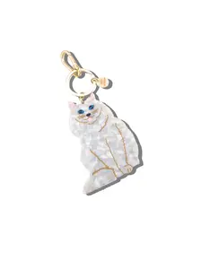 Hand-painted Persian Cat Bag Charm + Keychain | Eco-Friendly