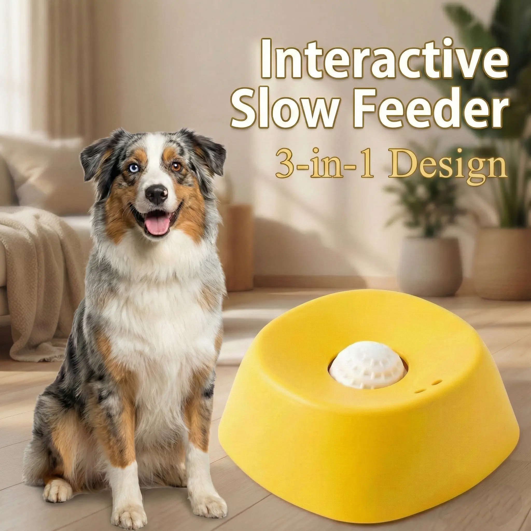 Rolling Ball Liquid Slow Feeder Dog Bowl - BPA-Free, Dishwasher Safe, Anti-Tip Geometry Hydration Aid, No-Spill Lick Bowl for Bone Broth, Stress-Free Puppy Recovery Accessory