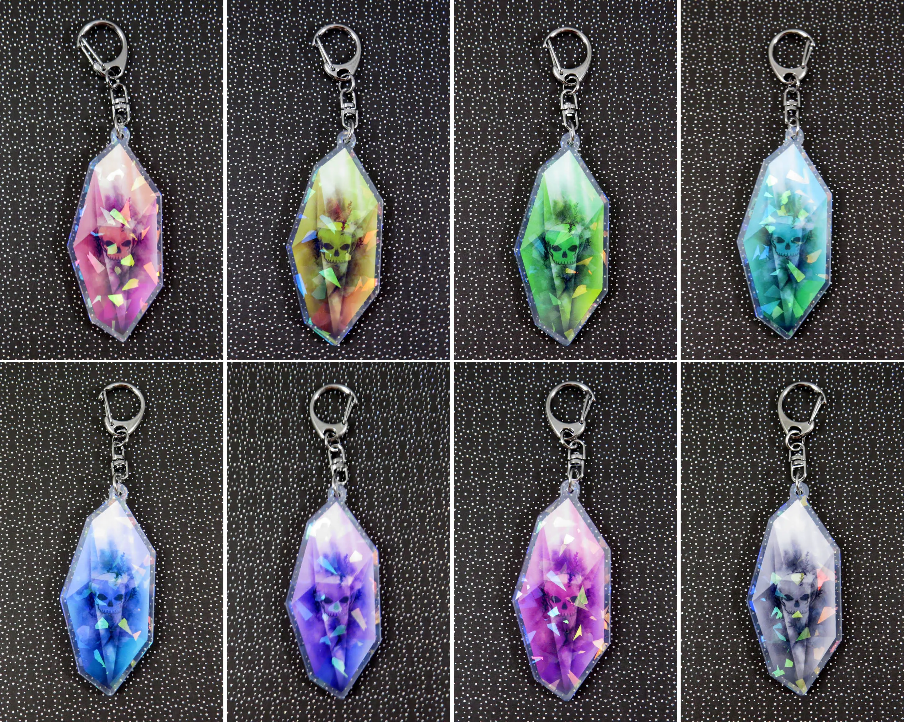Skull Crystal Holographic Acrylic Charms keychains