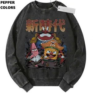 SpongeBob Pirate Era Graphic Sweatshirt, Anime Meme Streetwear, Funny One Piece Fusion Hoodie, Menswear Womenswear Top