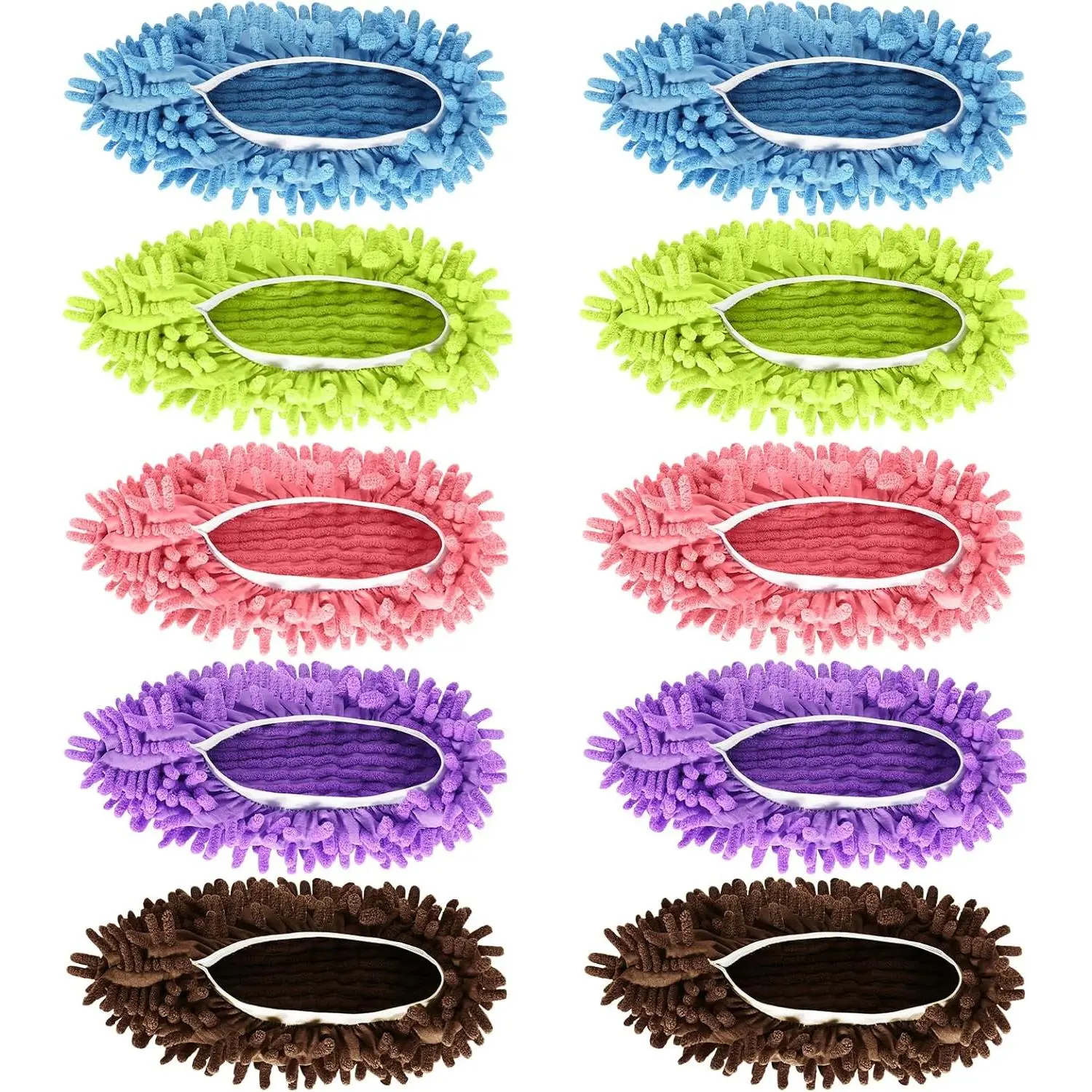 Mop Slippers Shoes 5 Pairs (10 Pieces) - Microfiber Cleaning House Mop Slippers, Floor Cleaning Tools Shoe Cover, Soft Machine Washable Reusable Microfiber Foot Socks for House Kitchen Office