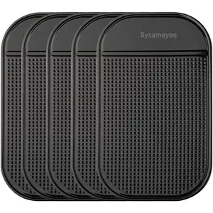 Anti-Slip Pad,  Anti-Slide Fixate Sticky Mat for Car Dashboard, Silica Gel Non-Slip Pads for Radar Detector Cellphone, Pad, Keys,Glass, Mirrors, Whiteboards, Metal (Black, 5 Packs)