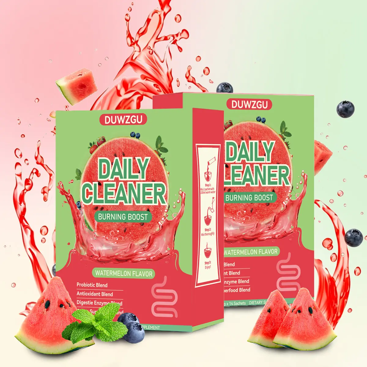 Watermelon-Flavored Hydration Powder with Probiotics | Easy to Mix, 14 servings