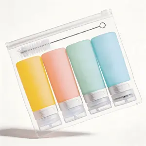 Micebay Condiment Squeeze Bottles for Sauces, 3-oz Mini Silicone Dressing Containers with Reusable Bag, Leakproof Sauce Bottle for Meal Prep, Travel, and Bento Boxes, 4 Pack, Candies