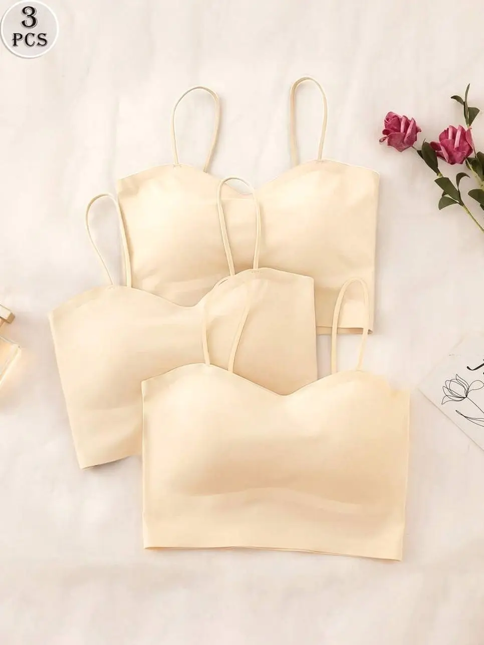 Women's 3PCS Seamless Wireless Bra Set | Soft Padded Everyday Bras | Comfortable Stretch Underwear