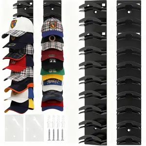 2 Pack Hat Organizer for Baseball Caps Strong Adhesive Wall Rack Holds Up to 20 Hats for Door Bedroom Closet Space Saving Hanging Decor
