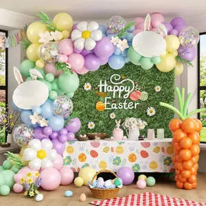 Pastel Easter Balloon Arch for Baby Shower or Spring Birthday Party with Bunny Decorations