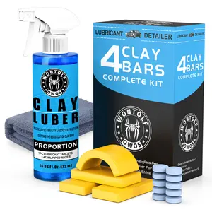 Car Clay Bars Auto Detailing and Clay Luber Kit, 4 Clay Bars, Clay bar Luber Tablets 10 Pack(1pc=16 fl oz), Spray Bottle and Microfiber Towel for Car Detailing Cleaning