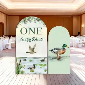 15-day Delivery One Lucky Duck 1st Birthday Arch Backdrop Cover Green Vegetation Girl Boy Party Spring