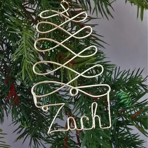 Gold Copper Wire Personalized  Ornament Tree - Any Name Design, Handcrafted Sizes 21/2 - 3 Inches Wide x 4 Inches High Christmas decor Decoration Gift