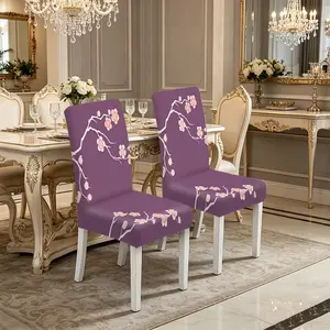 2/4/6PCS Chair Covers, Plum Blossom Branch Pattern Printed Stretch Chair Covers, Full Wrap-around Household Dining Chair Covers, Wear-resistant Universal Chair Protector Covers, Easy-to-remove & Washable Fabric Chair Slipcovers, Dining Chair Seat Covers